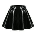 thumbnail image 1 of Puliio Women's Patent Leather Pleated Mini Skirt High Waist A-Line Night Out Party Skirts, 1 of 8