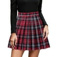 thumbnail image 1 of Puliio Women's Plaid Pleated Mini Skirt High Waist A-Line Preppy Casual Skirts, 1 of 4