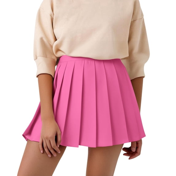 Puliio Women's Pleated Mini Skirt High Waist A-Line Preppy Casual Skirts