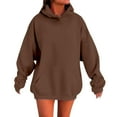 thumbnail image 1 of Puliio Women's Plus Size Hoodies Solid Color Off Shoulder Long Sleeve Drawstring Sweatshirt With Pocket Comfortable And Stylish Sweatshirt Tops For Womens, 1 of 5