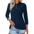 thumbnail image 1 of Puliio Women's Plus Size Polo Shirts Casual Button Up Long Sleeve Shirt Blouse Women Relaxed Fit Versatile Style Everyday Wear Pullover Tops, 1 of 3