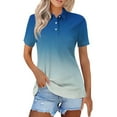 thumbnail image 1 of Puliio Women's Polo Shirts Casual Style Lapel Button Up Gradient Color Short Sleeve Blouse Pullover Spring Summer And Fall Everyday Wear Comfortable And Relaxed Fit Tee Tops, 1 of 4