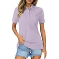 thumbnail image 1 of Puliio Women's Polo Shirts Casual Style Lapel Solid Color Button Up Short Sleeve Blouse Pullover Spring Summer And Fall Everyday Wear Comfortable And Relaxed Fit Tee Tops, 1 of 5