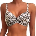 thumbnail image 1 of Puliio Women's Push Up Bikini Top Leopard Print Twist Front V Neck Adjustable Straps Bathing Suit, 1 of 4