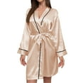 thumbnail image 1 of Puliio Women's Robes Summer Imitation Silk V Neck Comfortable Bathrobe Pajamas Home Wear Soft Cozy Sleepwear,Size S, 1 of 3