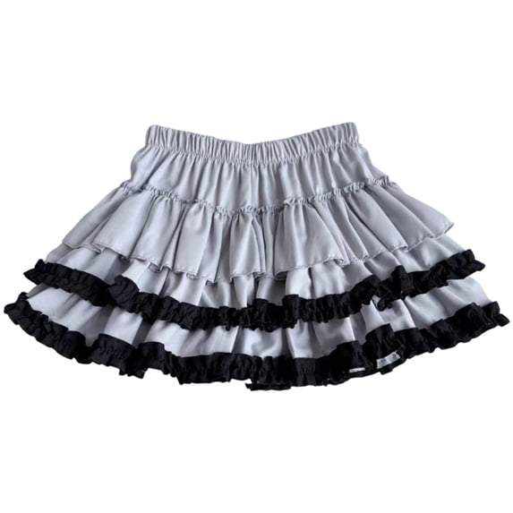 Puliio Women's Ruffle Tiered Skirt Elastic Waist Layered Mini Skirts Casual Daily Bottoms