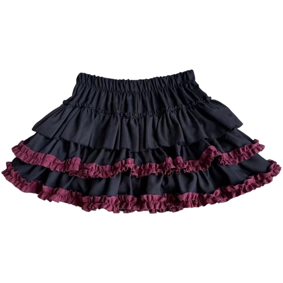 Puliio Women's Ruffle Tiered Skirt Elastic Waist Layered Mini Skirts Casual Daily Bottoms