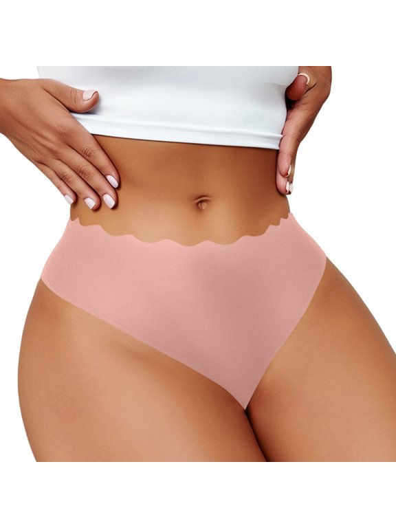 Women's Scalloped Heart Cut‑Out Underwear Thong Panties Seamless No‑Show Stretch Cheeky Briefs