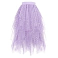 thumbnail image 1 of Puliio Women's Star Sequin Tulle Midi Skirt Irregular Hem Elastic Waist Party Skirts, 1 of 2