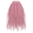 thumbnail image 1 of Puliio Women's Star Sequin Tulle Midi Skirt Irregular Hem Elastic Waist Party Skirts, 1 of 2
