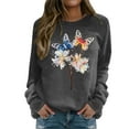 thumbnail image 1 of Puliio Women's Sweatshirts Colorful Butterfly Print Round Neck Raglan Casual Pullover Sweatshirt Long Sleeve Loose Fit Comfy Sweater Tops, 1 of 5