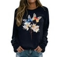 thumbnail image 1 of Puliio Women's Sweatshirts Colorful Butterfly Print Round Neck Raglan Casual Pullover Sweatshirt Long Sleeve Loose Fit Comfy Sweater Tops, 1 of 5