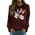 thumbnail image 1 of Puliio Women's Sweatshirts Colorful Butterfly Print Round Neck Raglan Casual Pullover Sweatshirt Long Sleeve Loose Fit Comfy Sweater Tops, 1 of 5