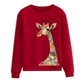 thumbnail image 1 of Puliio Women's Sweatshirts Fashion Giraffe Printing Crewneck Long Sleeve Pullover Sweatshirt Winte Drop Shoulder Casual Hoodie Plus Size Pullover Tops, 1 of 4
