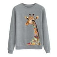 thumbnail image 1 of Puliio Women's Sweatshirts Fashion Giraffe Printing Crewneck Long Sleeve Pullover Sweatshirt Winte Drop Shoulder Casual Hoodie Plus Size Pullover Tops, 1 of 4