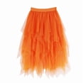 thumbnail image 1 of Puliio Women's Tiered Tulle Asymmetrical Midi Skirt Elastic Waist Casual Party Skirts, 1 of 3