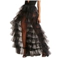 thumbnail image 1 of Puliio Women's Tiered Tulle High Low Skirt Sheer Elastic Waist Evening Party Skirts, 1 of 7