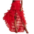 thumbnail image 1 of Puliio Women's Tiered Tulle High Low Skirt Sheer Elastic Waist Evening Party Skirts, 1 of 3