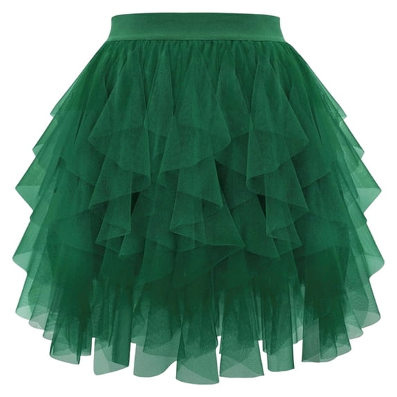 Puliio Women's Tiered Tulle Tutu Skirt Elastic Waist Night Club Party Skirts