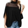 thumbnail image 1 of Puliio Women's Tops Fashion Batwing Sleeve Solid T Shirt Mesh Off Shoulder Casual Top Ladies Daily Wear Leisure Shirts, 1 of 6