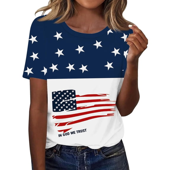 Puliio Women's USA 250th Anniversary T Shirt Crewneck 1776-2026 T-Shirt In God We Trust American Flag Graphic 4th of July Trendy Tee