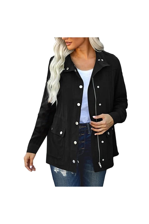 Women's Utility Jacket Classic Multi Pocket Loose Comfortable Long Sleeve Outdoor Day Trip Outer Coat