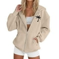 thumbnail image 1 of Puliio Women's Zip Up Hoodie Coconut Tree Print Casual Long Sleeved Drawstring Hooded Jacket Versatile Daily Zipper Hooded Sweatshirt, 1 of 4