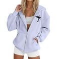 thumbnail image 1 of Puliio Women's Zip Up Hoodie Coconut Tree Print Casual Long Sleeved Drawstring Hooded Jacket Versatile Daily Zipper Hooded Sweatshirt, 1 of 4
