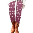 thumbnail image 1 of Puliio Womens Christmas Leggings Snowflake Print Elastic Waist Tights Tummy Control Pants Soft Comfy Ankle Length Workout Athletic Leggings,Light Purple,M, 1 of 5
