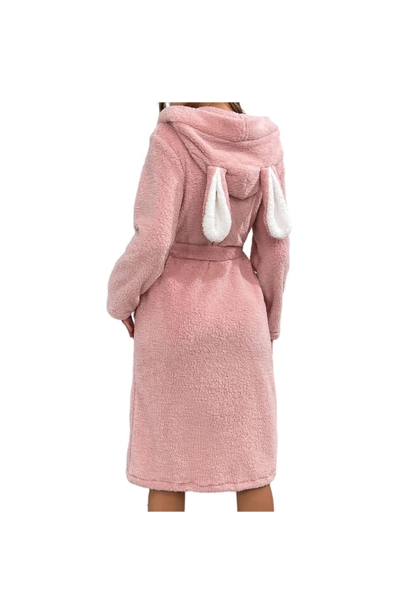 Womens Fleece Robes Warm Fluffy Long Sleeve With Belt Bathrobe Soft Flannel Cozy Home Spa Loungewear Sleepwear,Size S