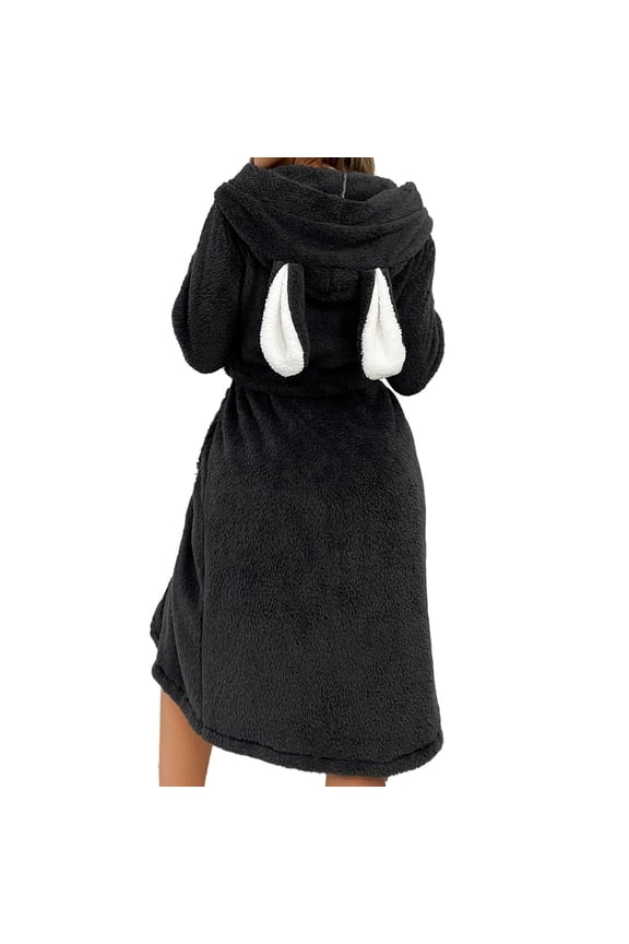 Womens Fleece Robes Warm Fluffy Long Sleeve With Belt Bathrobe Soft Flannel Cozy Home Spa Loungewear Sleepwear,Size S