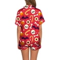 thumbnail image 1 of Puliio Womens Halloween Pajamas Set Candy Cute Bone Print Short Sleeve Sleepwear Button Down Loungewear 2 Piece Pjs Shorts Set, 1 of 5