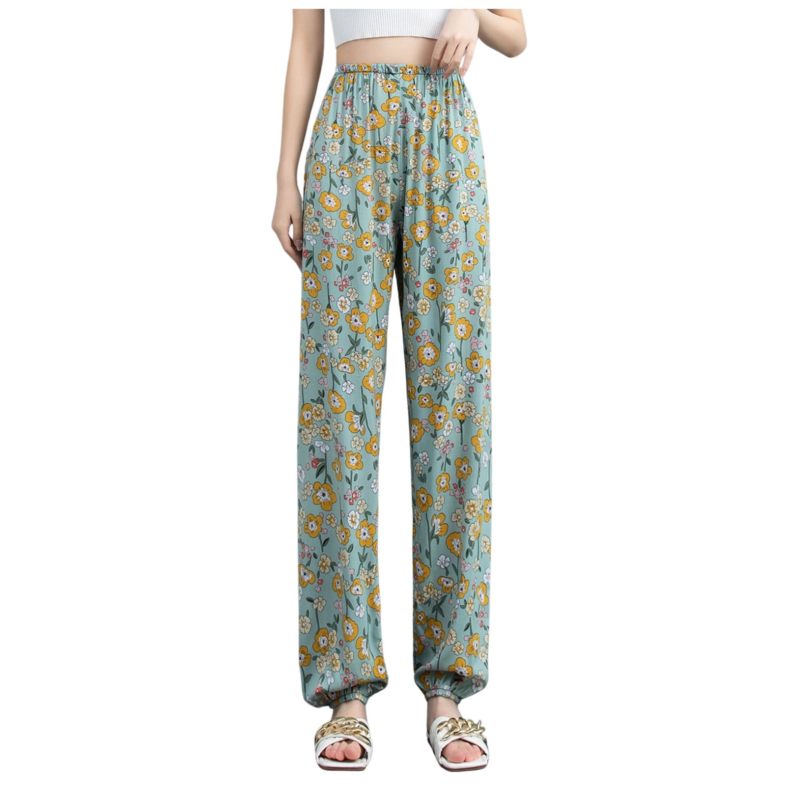 Lannaclothesdesign Pantaloni Yoga Donna Boho - Vita Alta Elastica, Fluidi, Con Tasche, Taglie Forti - 5