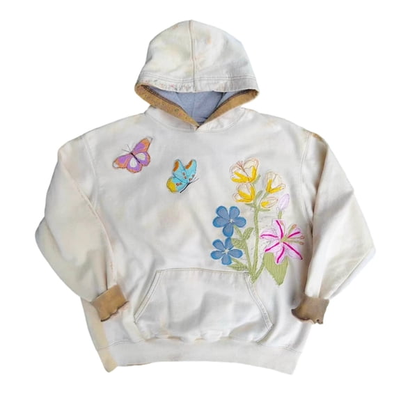 Puliio Womens Hoodies Butterfly Embroidery Print Long Sleeve Pocket Fashion Hoodies Fashionable Popular Garments Oversized Hoodies Sweatshirts