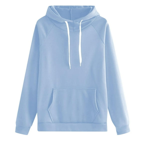 Puliio Womens Hoodies Fashionable Solid Color Long Sleeve Drawstring Sweatshirt Jacket With Pocket Casual Style Comfortable Loose Fit Hoody Capped Tops For Women
