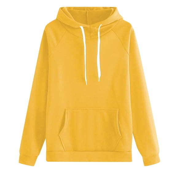 Puliio Womens Hoodies Fashionable Solid Color Long Sleeve Drawstring Sweatshirt Jacket With Pocket Casual Style Comfortable Loose Fit Hoody Capped Tops For Women