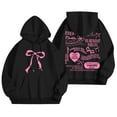 thumbnail image 1 of Puliio Womens Hoodies Letter Bowknot Print Long Sleeved Hooded Sweartshirts With Pockets Loose Casual Comfortable Outdoor Basic Pullover Outdoor Capped Tops, 1 of 7
