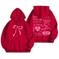 thumbnail image 1 of Puliio Womens Hoodies Letter Bowknot Print Long Sleeved Hooded Sweartshirts With Pockets Loose Casual Comfortable Outdoor Basic Pullover Outdoor Capped Tops, 1 of 7