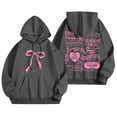 thumbnail image 1 of Puliio Womens Hoodies Letter Bowknot Print Long Sleeved Hooded Sweartshirts With Pockets Loose Casual Comfortable Outdoor Basic Pullover Outdoor Capped Tops, 1 of 7