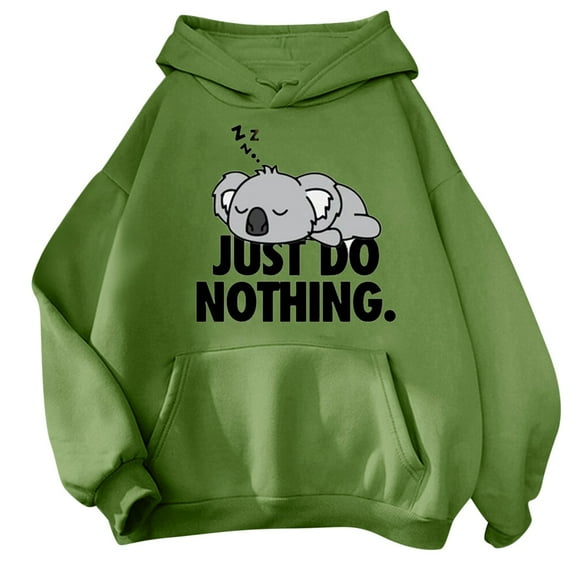 Puliio Womens Hoodies Sweatshirt Cute Cartoon Sloth Printed Long Sleeve Pullover Sweashirts Kawaii Casual Loose Fit Daily Wear Hoody Hooded Jackets