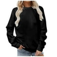 thumbnail image 1 of Puliio Womens Hoodless Sweartshirts Solid Color Sweat Oversized Jacket Crewneck Long Sleeve Loose Fit Comfortable Minimalist Pullover Tops, 1 of 4