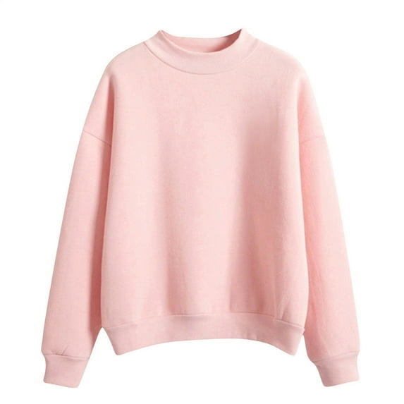 Puliio Womens Hoooded Sweartshirs O-Neck Solid Color Turtleneck Long Sleeve Casual Sweatshirt Autumn Winter Minimalist Fashionable And Versatile Hoody Pullover Tops