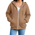 thumbnail image 1 of Puliio Womens Loose Raglan Sleeve Full Zip Hoodies Winter Warm Hooded Sweatshirts with Side Pockets, 1 of 4