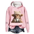 thumbnail image 1 of Puliio Womens Oversized Highland Cow Print Pullover Hoodies Fall Casual Long Sleeve Hooded Sweatshirts with Kangaroo Pockets, 1 of 3
