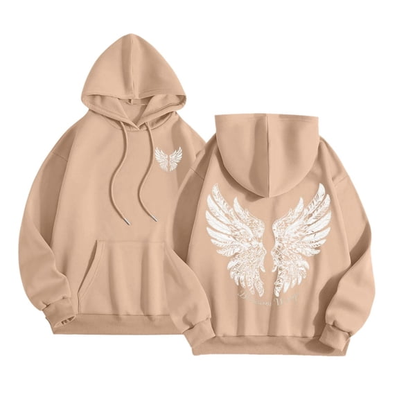 Puliio Womens Oversized Hoodie Soft Vintage Graphic Print Casual Fall Pullover With Front Pockets