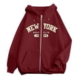 thumbnail image 1 of Puliio Womens Oversized New York Brooklyn Print Full Zip Hoodies Fall Vintage Long Sleeve Hooded Sweatshirts with Side Pockets, 1 of 4