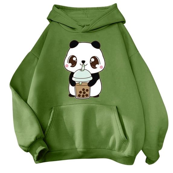 Puliio Womens Oversized Panda Print Pullover Hoodies Fall Cute Casual Long Sleeve Hooded Sweatshirt with Kangaroo Pockets