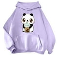 thumbnail image 1 of Puliio Womens Oversized Panda Print Pullover Hoodies Fall Cute Casual Long Sleeve Hooded Sweatshirt with Kangaroo Pockets, 1 of 3