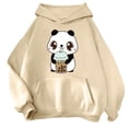 thumbnail image 1 of Puliio Womens Oversized Panda Print Pullover Hoodies Fall Cute Casual Long Sleeve Hooded Sweatshirt with Kangaroo Pockets, 1 of 3