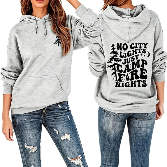 Puliio Womens Oversized Tree Letter Print Pullover Hoodies Casual Long Sleeve Hooded Sweatshirts with Pockets